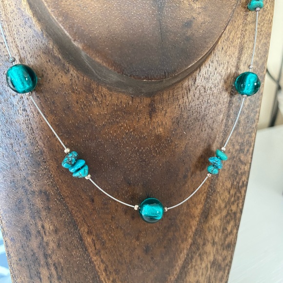 Silpada Rare N2353 Stabilized Turquoise Glass Wire Sterling Silver Necklace - Picture 3 of 9